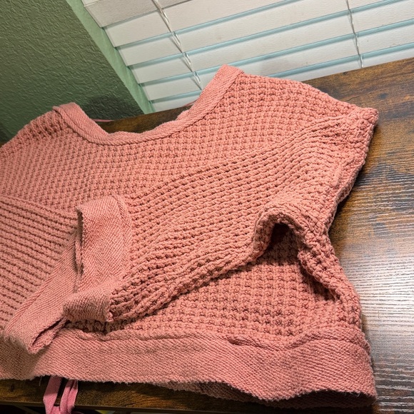 Free People Maybe Baby Pullover Sweater chunky knit lace up back - Picture 6 of 9